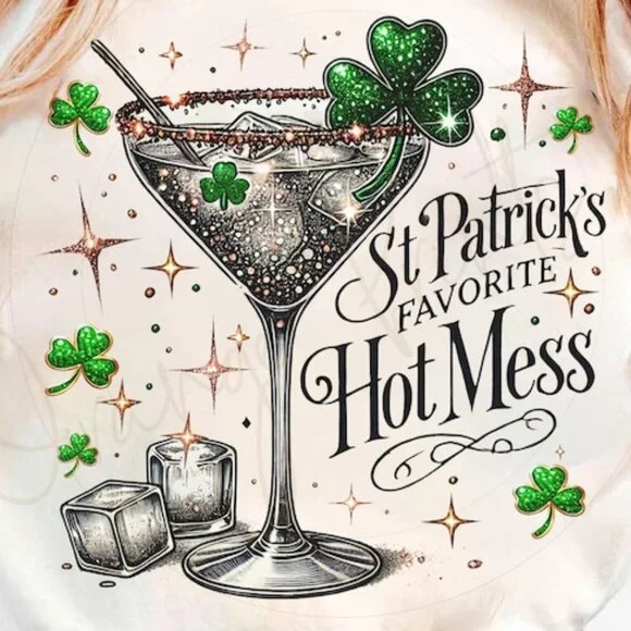 St Patrick’s Graphics Tee, Funny Glitter Shamrock Beer T-shirt - Picture 2 of 3